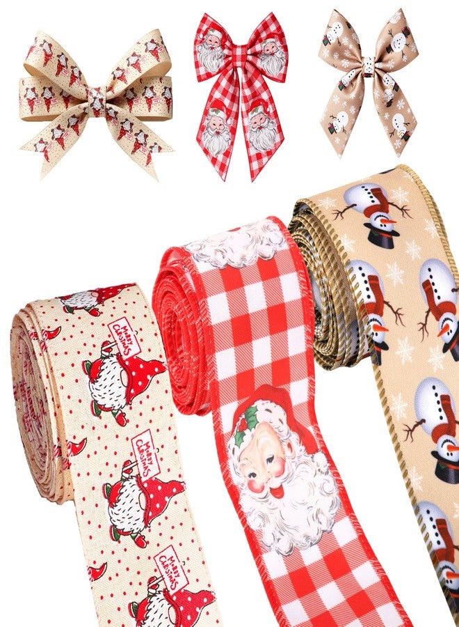MAYCREATE® 3 Roll Christmas Ribbon 2.48 Inch Wide, 5 Yards Holiday Ribbons Snowflake/Santa Christmas Ribbon for Gift Wrapping Wreath Bows Wreaths, Tree, DIY Crafts - Image 1